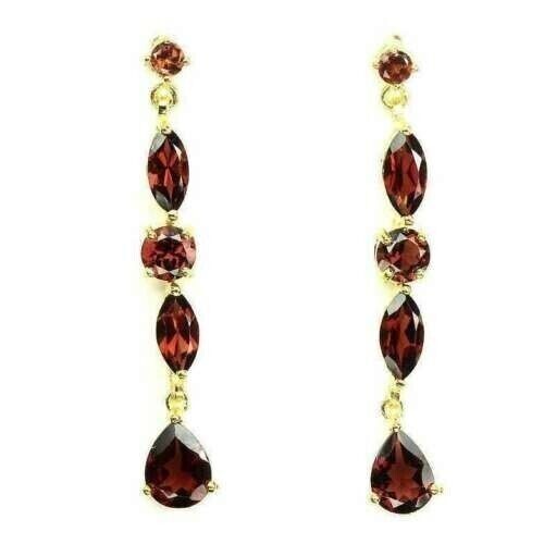 Silver earrings garnet natural - earrings,