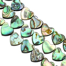 6x Green Abalone Shell Mother of Pearl Beads Double Sided for Jewllery Making 