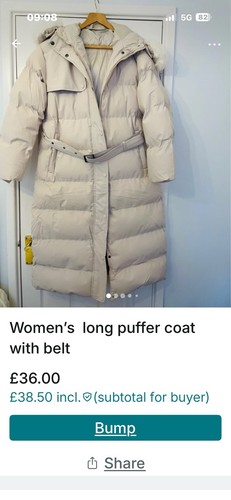 Long quilted puffer coat size - quilted,