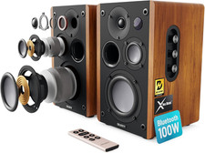 100W Bluetooth Bookshelf Speakers – HiFi Stereo with Xtra Bass & Remote