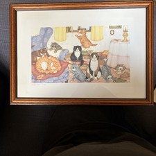 Linda Jane Smith Framed Picture Print Funny Naughty Cute Cats Mounted