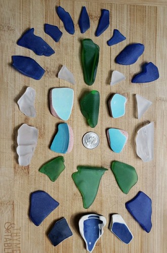 Surf tumbled sea - glass, &