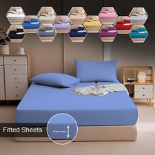 Fitted Sheet 11''/28cm Deep, 200TC Egyptian Cotton Single 4FT Double King Super