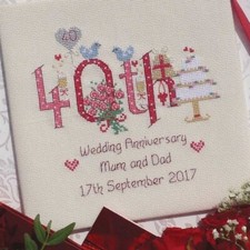 40th Wedding Anniversary Counted Cross Stitch Kit - Nia
