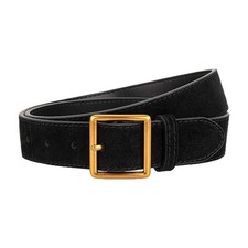 Women Durable Genuine Leather Waist Belt Adjustable Alloy Gold Simple Buckle