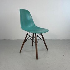 VINTAGE HERMAN MILLER FOR EAMES DSW CHAIR WALNUT DOWEL BASE 50s 60s TURQUOISE