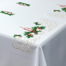 MforStyle Classy Christmas Table cloth White Xmas tablecloth Festive Decor cover