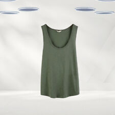 Ex Hush Women’s Sleeveless Cotton Slub Tank Top in Khaki Green (Defect)