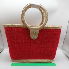 Mexican Red Hand Raffia Woven