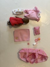 Baby Born Mini doll carry cot pillow clothes blanket bottle dummy rattle Vintage