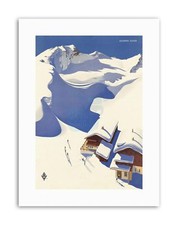 WINTER SNOW SKI CHALET ALPS AUSTRIA Poster Travel Sport Canvas art Prints