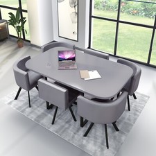 White  Wooden  Dining Table & 6 Chairs Retro ..