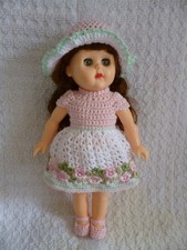 Hand crochet set for a 7.5/ 8" Doll ie rosebud/ginny (shown on a Ginny)