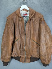 Zip It Leather Flying Aviator Jacket American Style Large Vintage Made England 