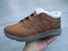 HOTTER Mysa Fur Lined Winter Boots Womens Comfort Shoes Size 7 Slip In Tan NEW