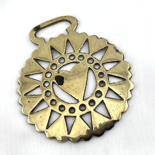 Brass horse medallion antique - horse,