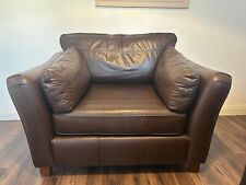 Large brown leather M&S Love Seat Chair Sofa 