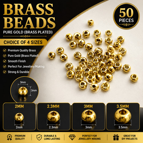 50x gold brass beads - 50x,