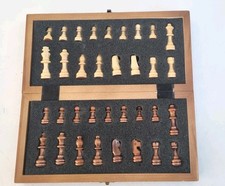 Chess Set Large Wooden Set Folding Chessboard Magnetic Pieces Wood Board UK New