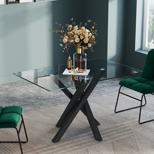 Clear glass top dining table - glass,