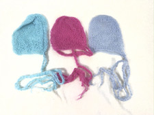 3x Baby Infant Newborn Handmade Crochet Knit Long  Bonnets Photograph Prop