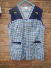 VINTAGE OLDER LADIES PINNY/OVERALL BUTTON UP SIZE SIZE 22 BLUE/CHECK NWOT