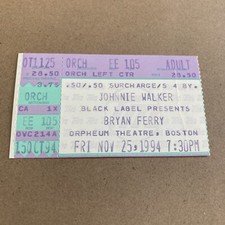 Bryan Ferry Concert Ticket Stub Orpheum Theater Boston MA 11/25/94