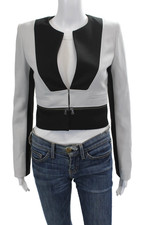 BCBGMAXAZRIA Womens Two-Toned Long Sleeve Hook Close Blazer Jacet Gray Size XXS