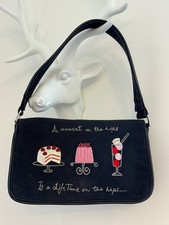 Lulu Guinness Vintage Cotton Embroidered “A moment on the Lips” Handbag