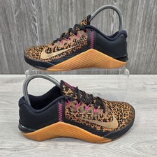 Nike Metcon 6 Flyease Womens Size UK 5.5 Fitness Gym Trainers Cheetah Leopard 