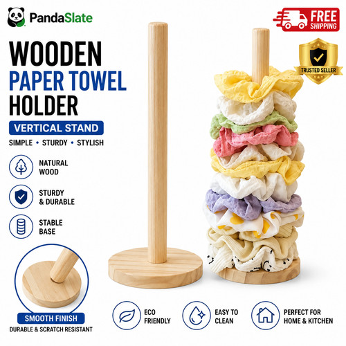 Wooden roll paper towel holder - wooden,