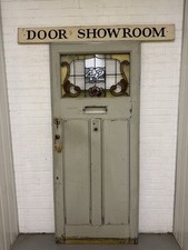 Reclaimed Old Victorian Edwardian Stained Glass Front Door 2130 x 908 Or 903mm