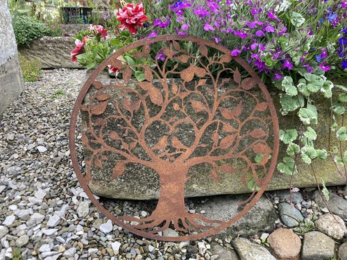 Rusty metal love birds tree - metal,