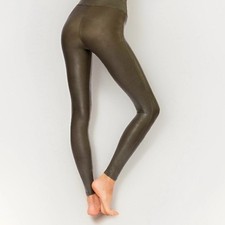SPANX Faux Leather Brown Shaping Slimming High Waist Leggings Women’s Large