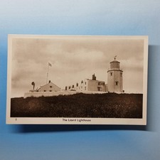 The Lizard Lighthouse Postcard C1940 Real Photo Cornwall Cottages Flag