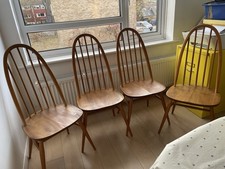 4 Ercol Quaker Dining Chairs Windsor - Vintage - Mid Century
