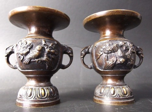 Pair japanese buddhist brass - pair,