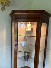 Bradley Yew Corner Display Cabinet with 3 Glass sides