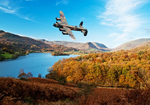 Avro lancaster over lake - avro,