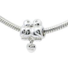 Genuine PANDORA 791033 Love Birds Turtle Doves Silver Heart Dangle Bird Charm On