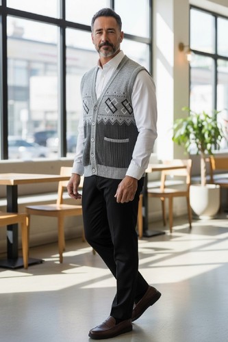 Mens sleeveless pattern button - sleeveless,