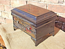 Japanese Lacquerware desk top cabinet with maki-e top compartment+three drawers