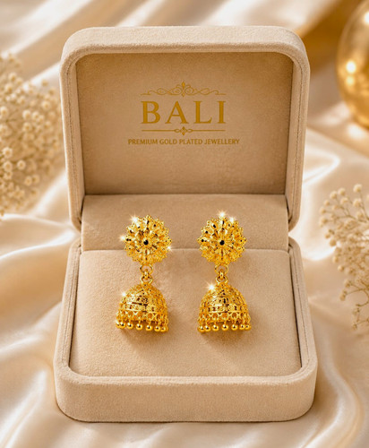 Bali yellow gold plated jhumka - plated,