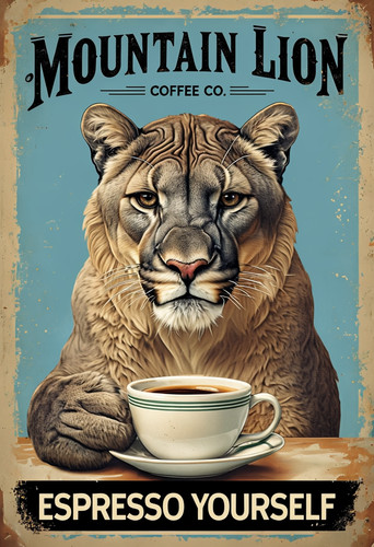 Mountain lion coffee metal - mountain,