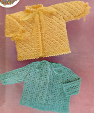 0634 Crochet Baby's Matinee Coats 2 Styles 18-20ins 4ply - Vintage Pattern Copy