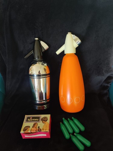 Vintage soda syphon and - and, box