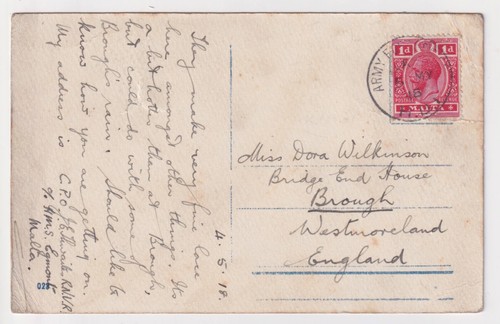 Ww1 hms egmont malta postcard - hms,