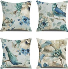Bird Flower Linen Cushions