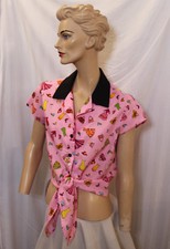 Womens 1940's 50s Tie Blouse