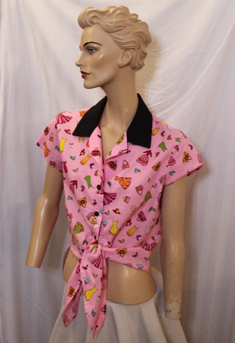Womens 1940 50s tie blouse - womens,